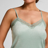 Velours Lace Cami Top, Green