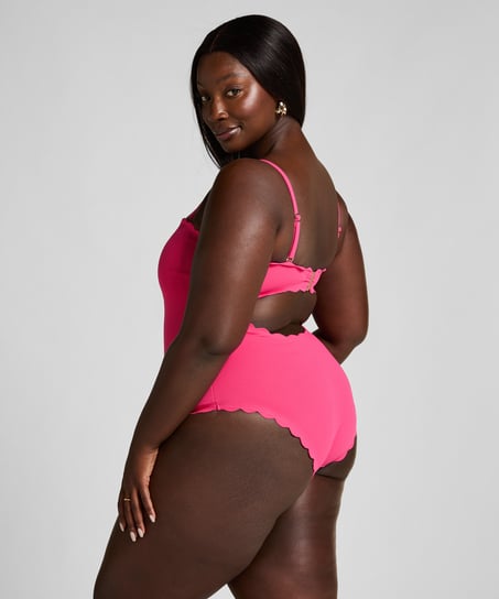 Bandeau Scallop Swimsuit, Pink