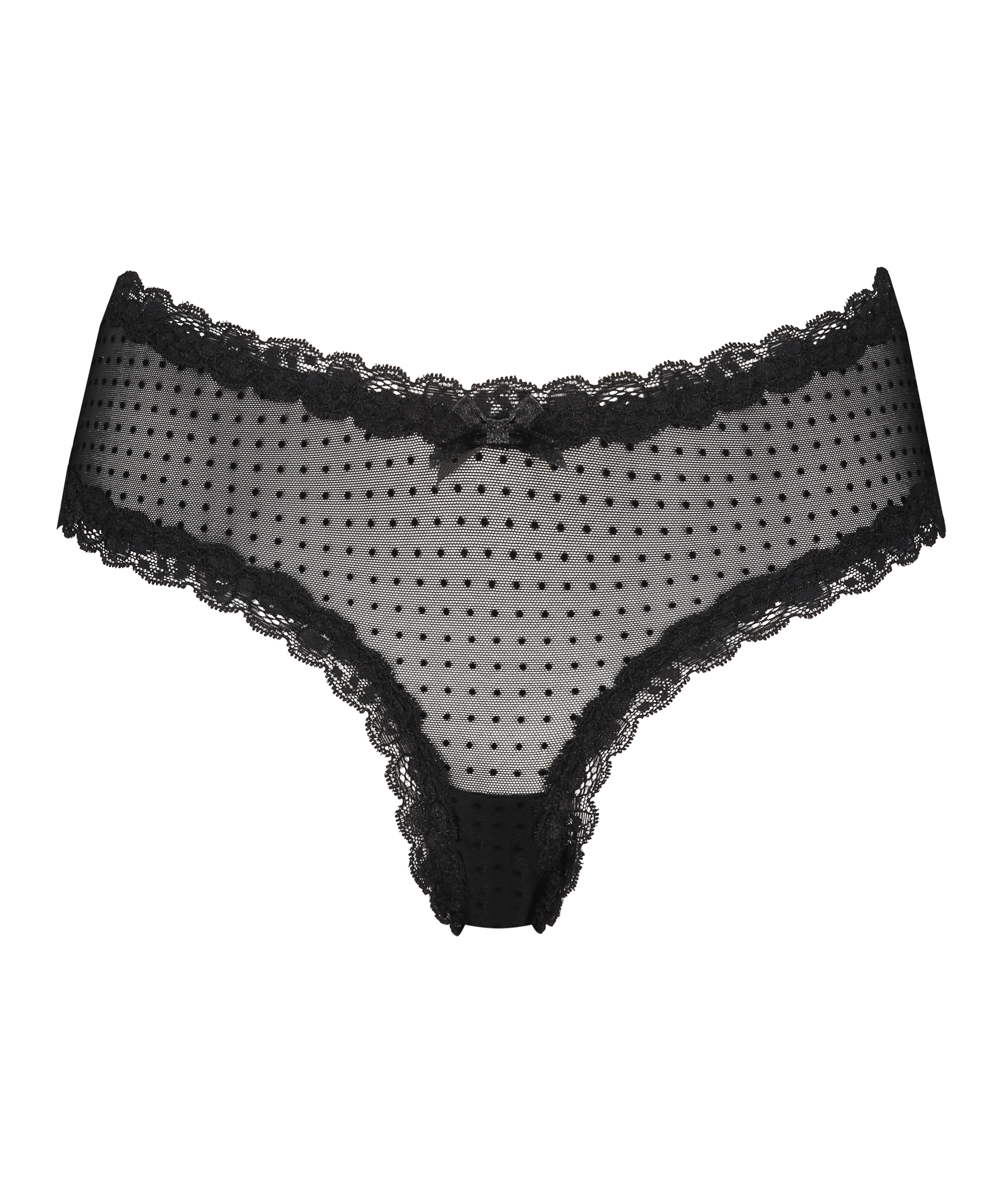 V-shaped Brazilian knickers mesh, Black, main
