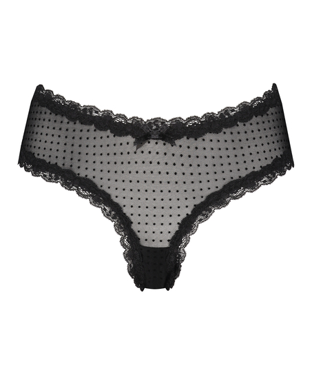 V-shaped Brazilian knickers mesh, Black