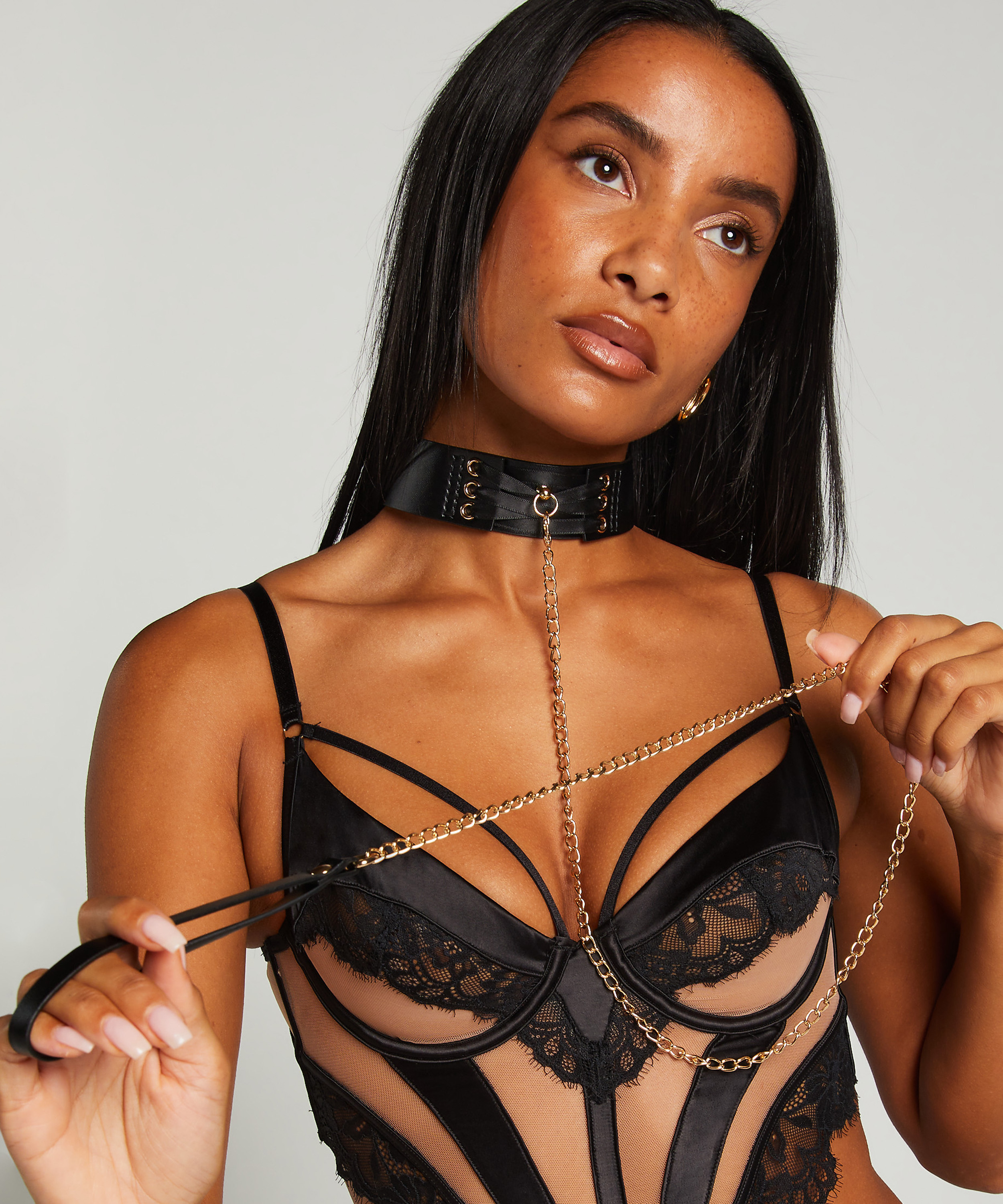 Private Choker Leash, Black, main