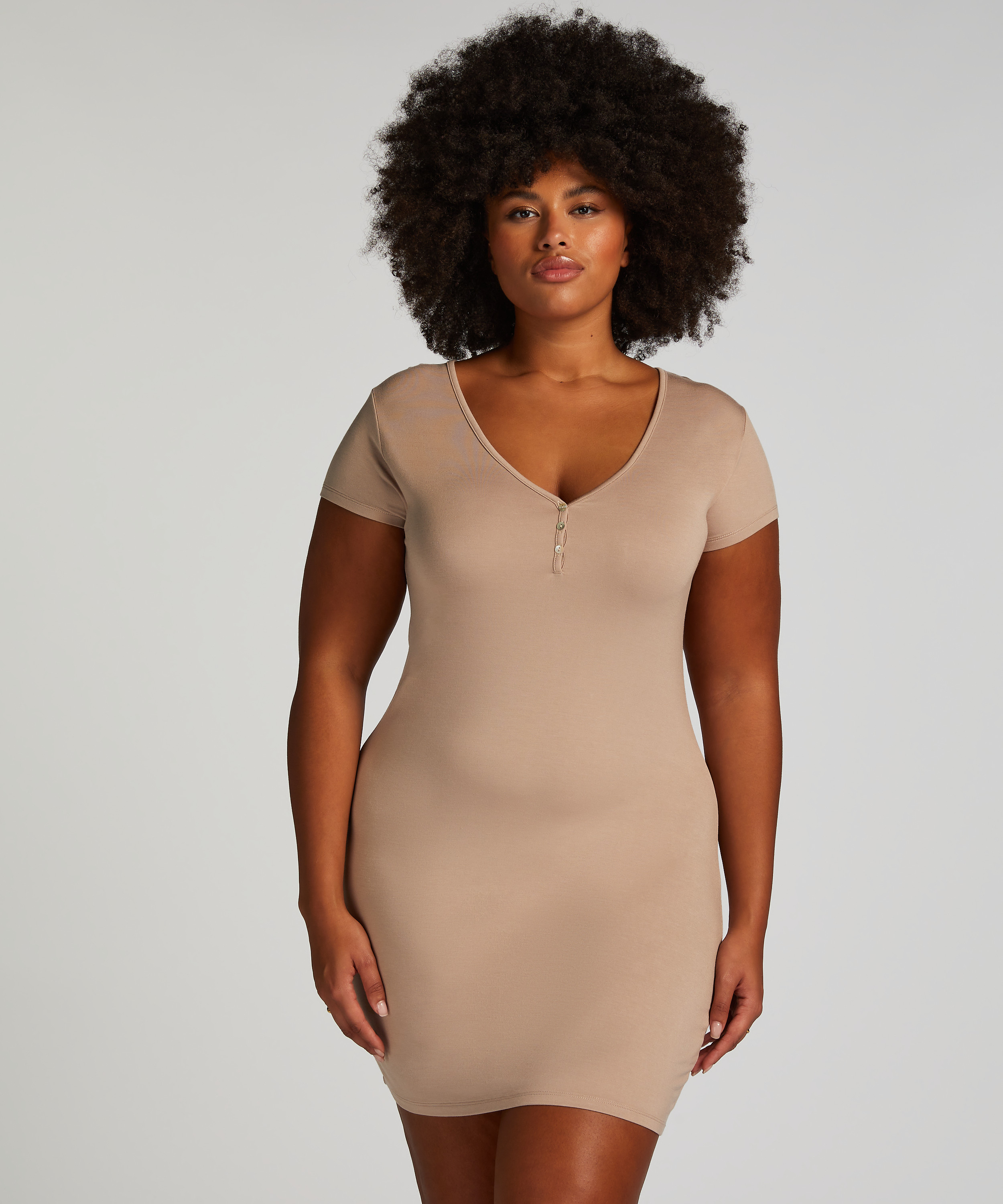 Henley Nightshirt, Beige, main