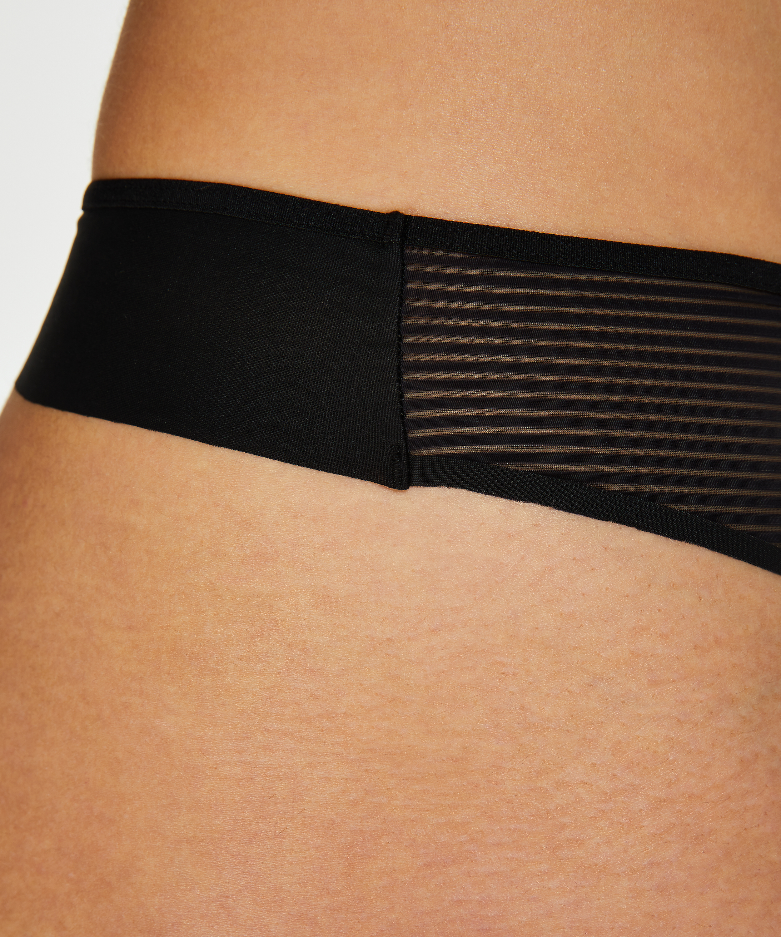 Invisible thong Stripe mesh, Black, main