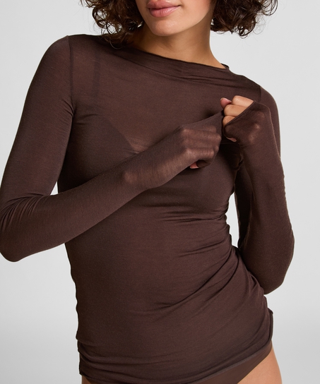 super soft Boatneck shirt with Cashmere, Brown