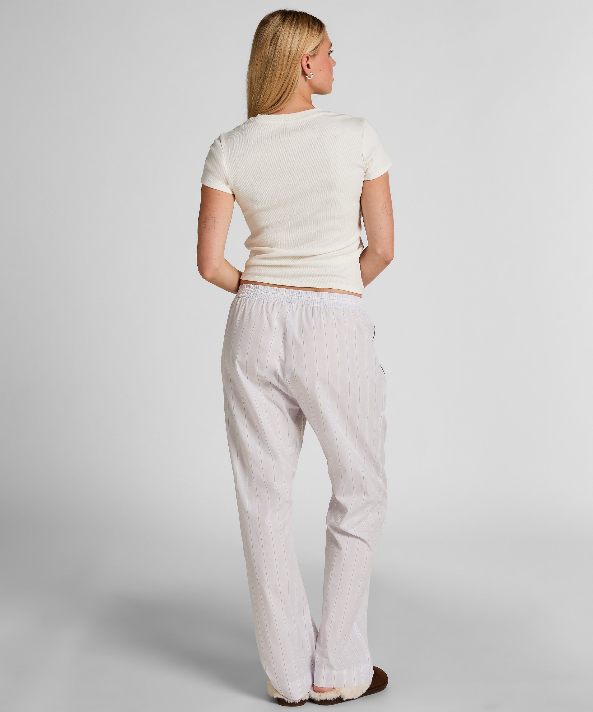 Pant Woven Cotton Stripe, Purple, main