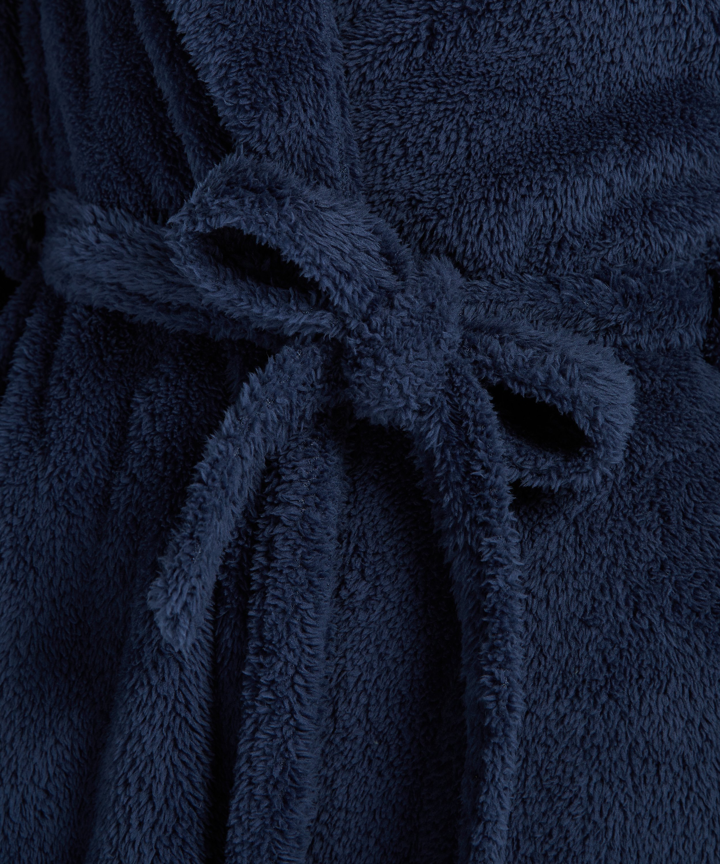 Long Fleece Bathrobe, Blue, main