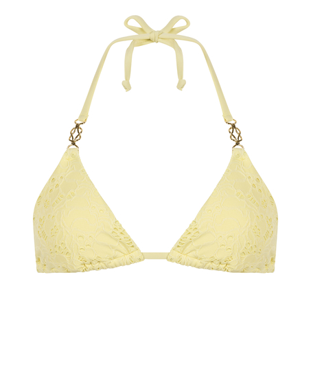 Triangle Crochet Bikini Top, Yellow