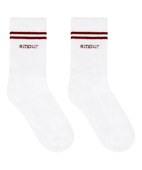 Cotton Crew Socks, White