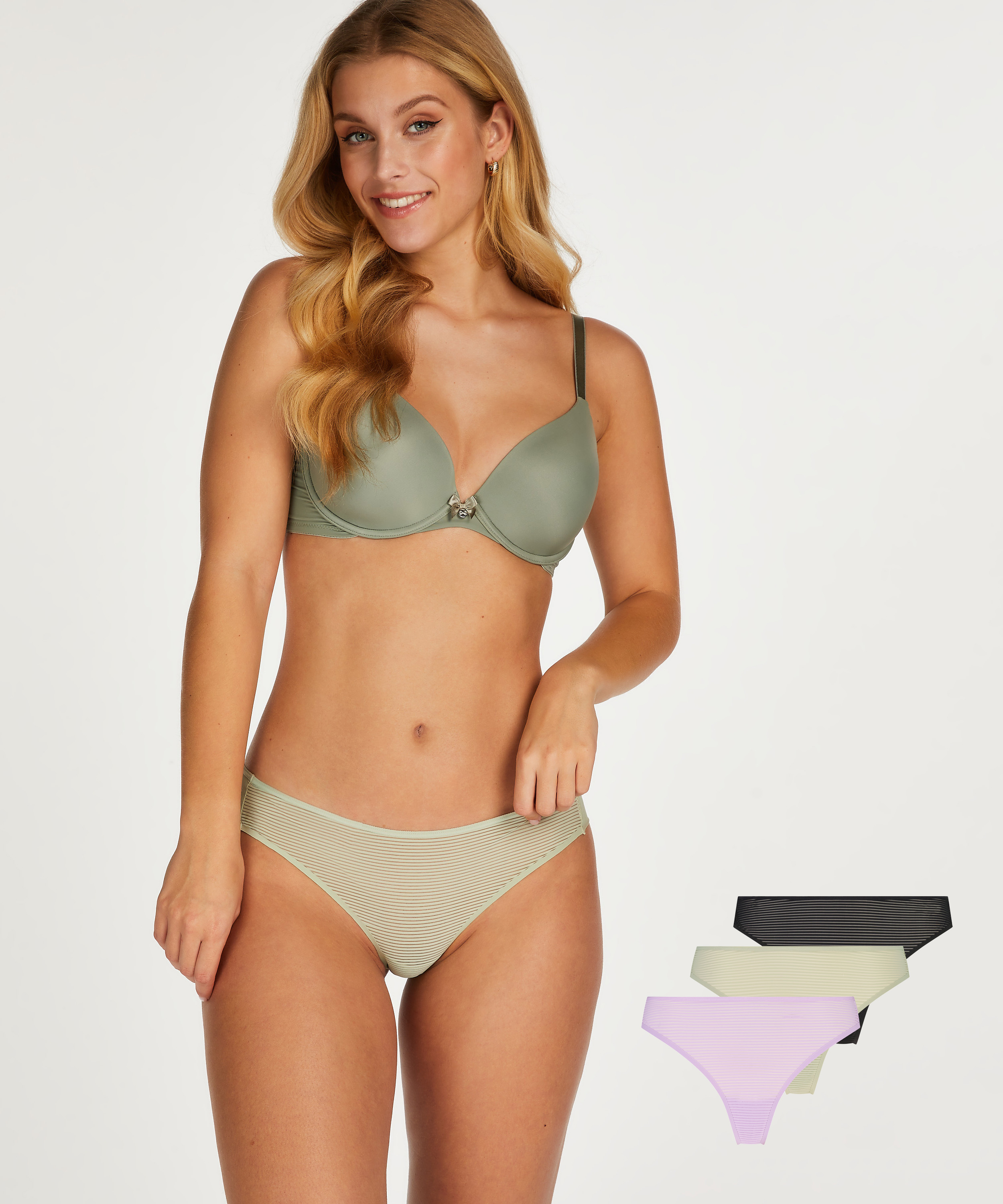 3-Pack Invisible Thong Stripe Mesh, Purple, main