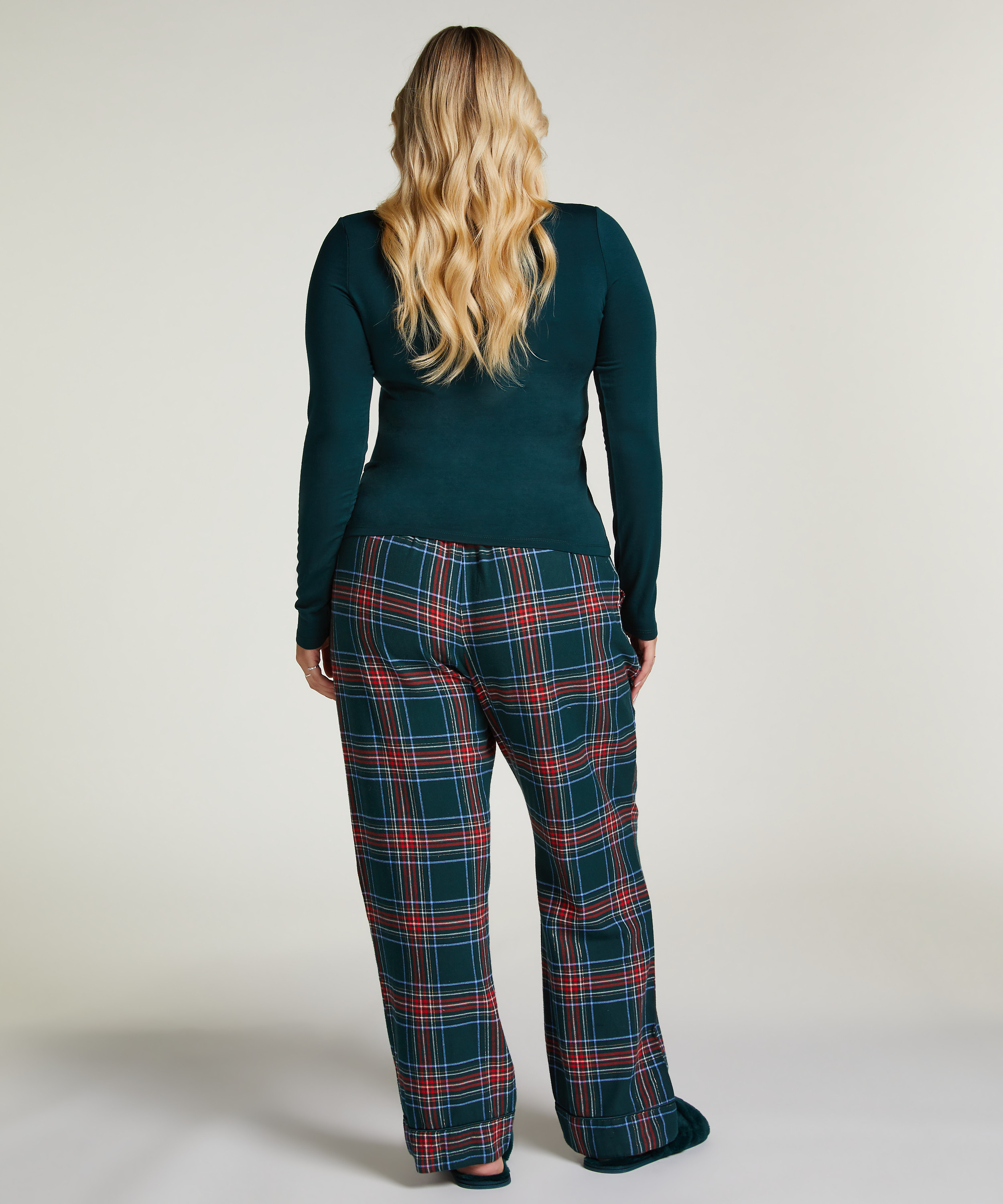 Flannel Pyjama Pants, Green, main