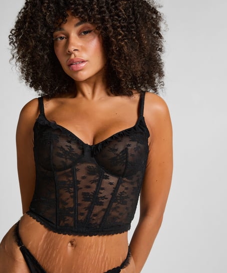 Darcy Non-Padded Underwired Longline Bra, Black