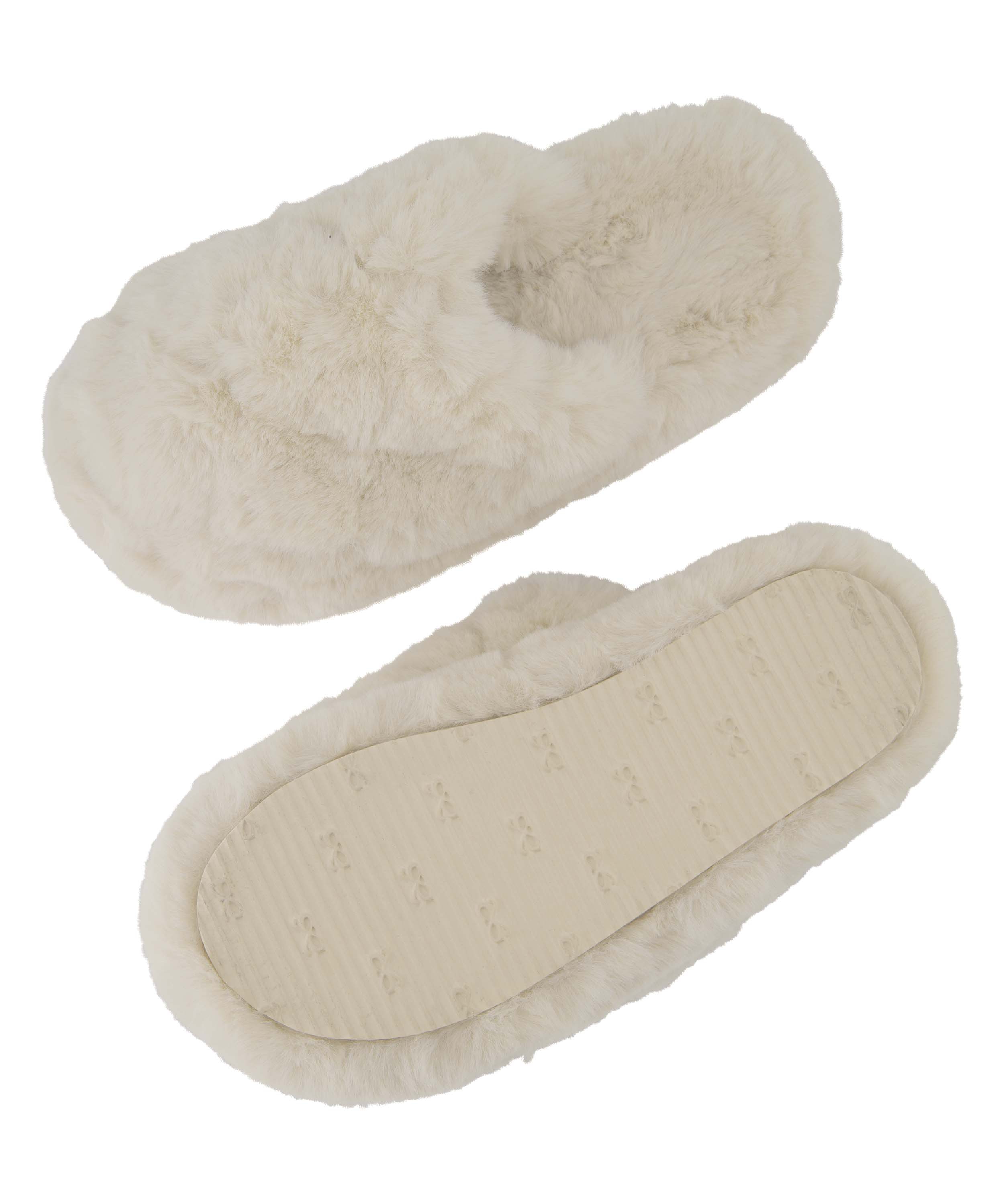 Fake Fur Slippers, White, main
