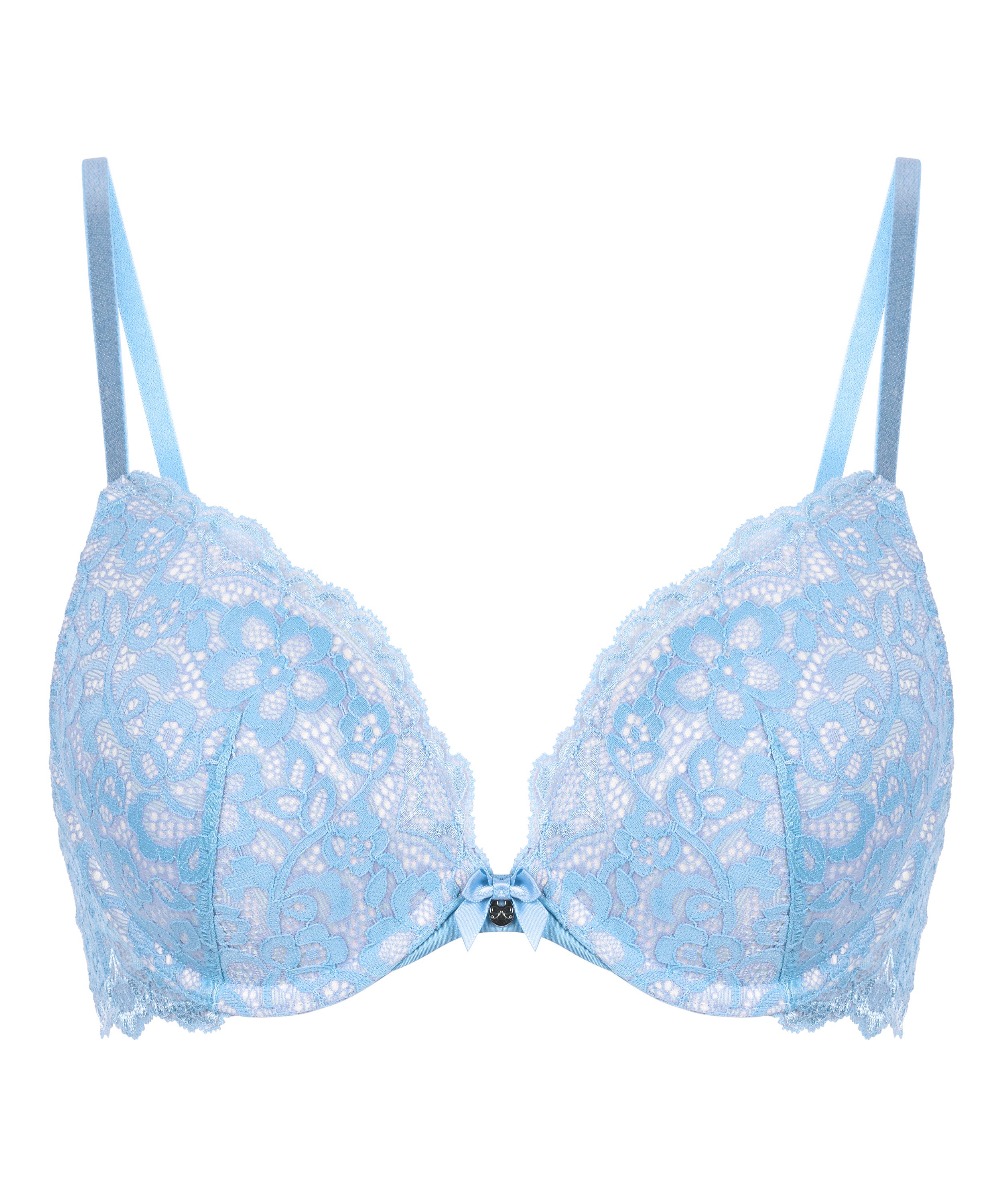 Marine Padded Push-Up Underwired Bra, Blue, main