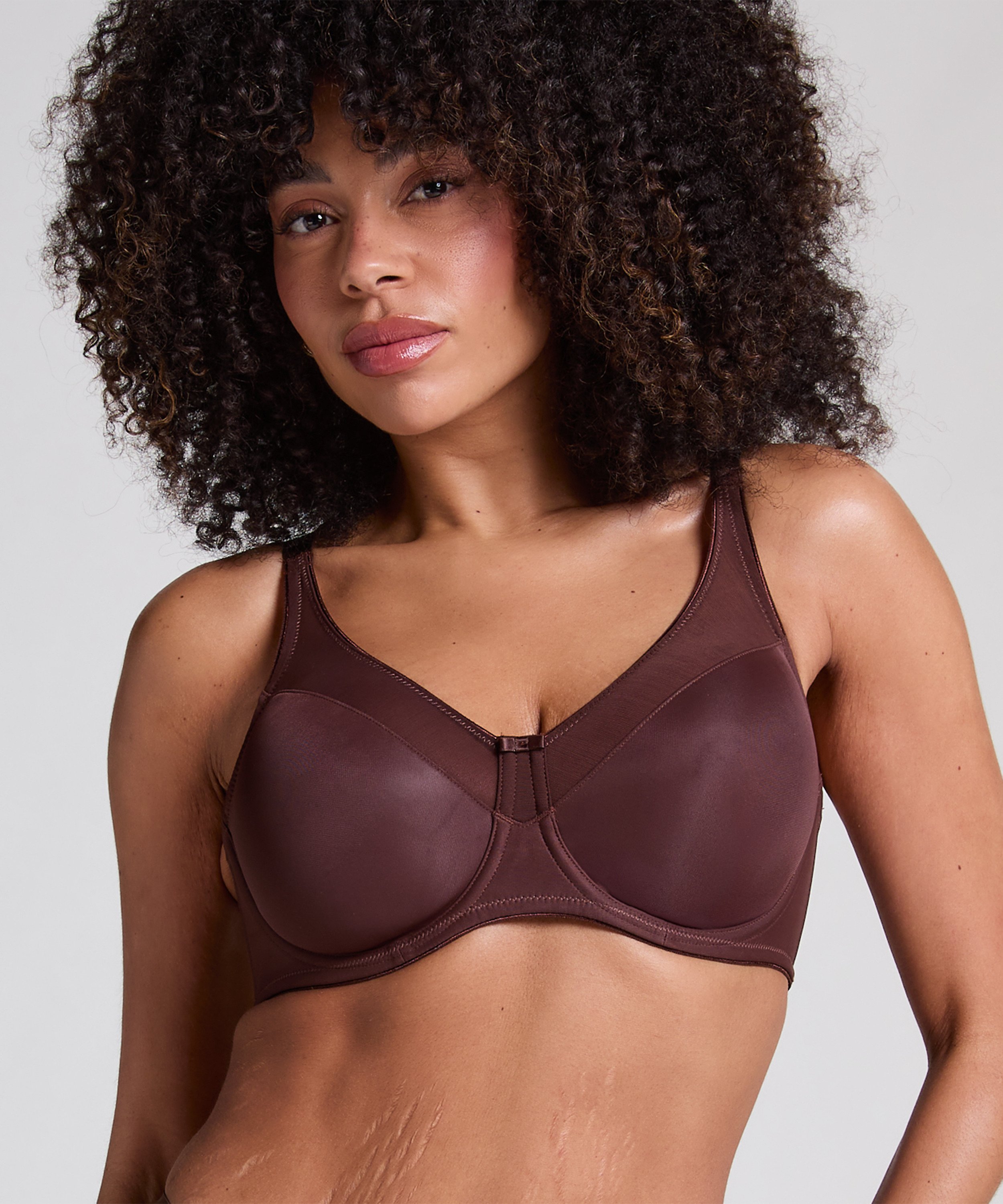 Nina Non-Padded Underwired Minimizer Bra, Brown, main