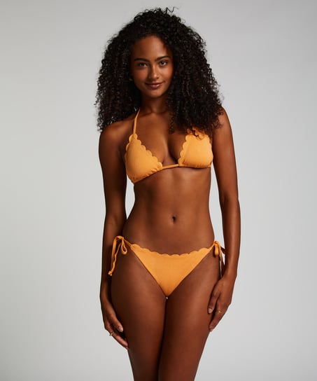 Scallop Lurex Triangle Bikini Top, Orange