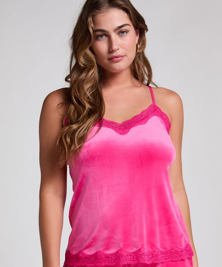Velours Lace Cami Top, Pink