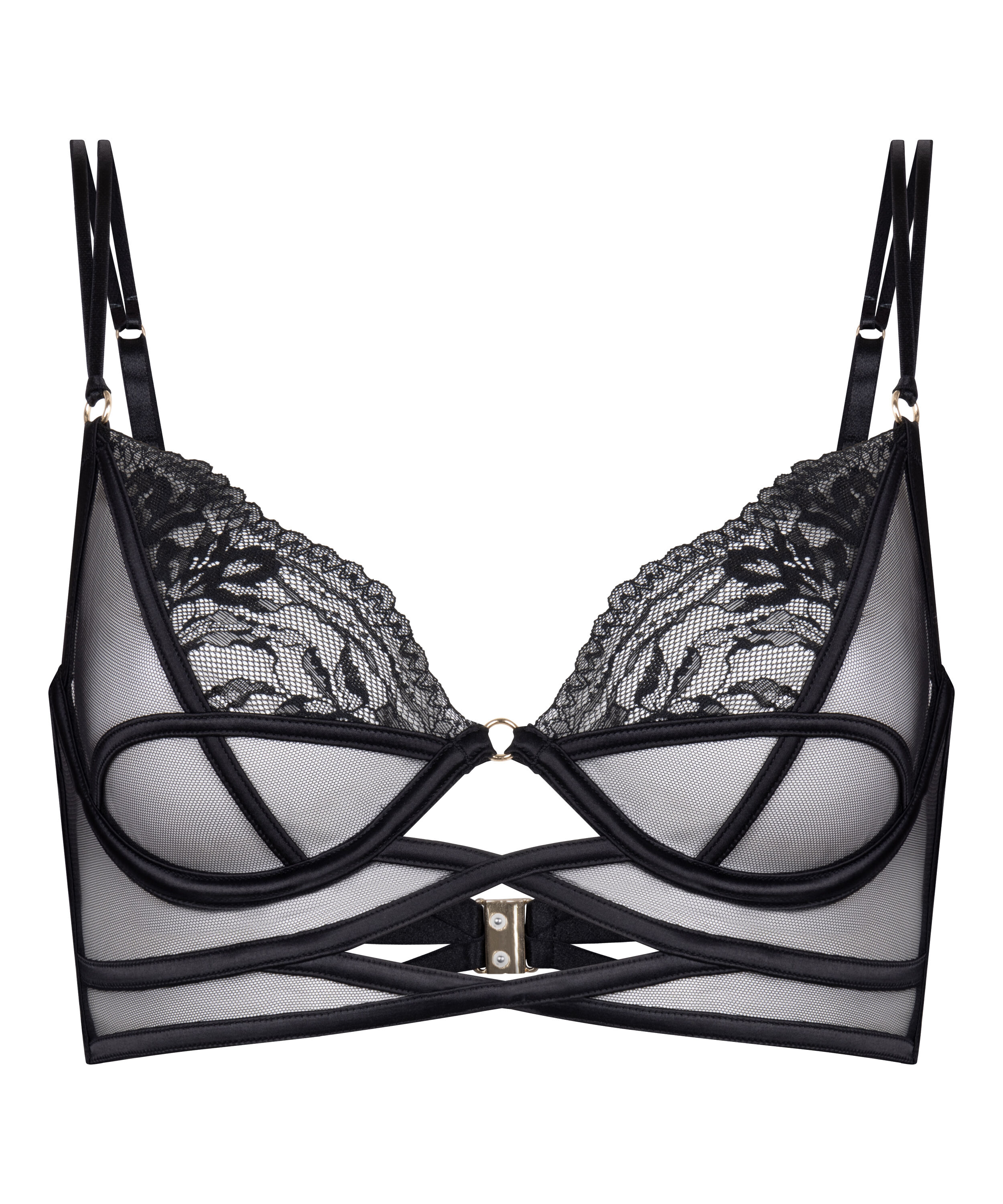 Amel Non-Padded Underwired Longline Bra, Black