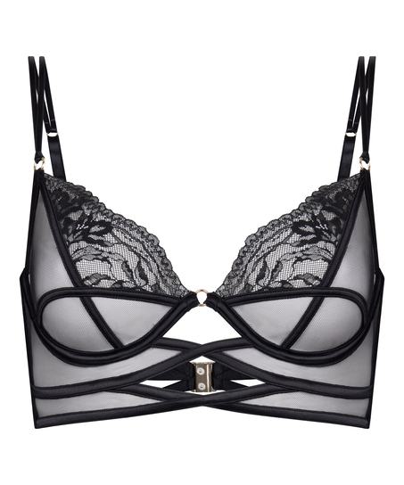 Amel Non-Padded Underwired Longline Bra, Black