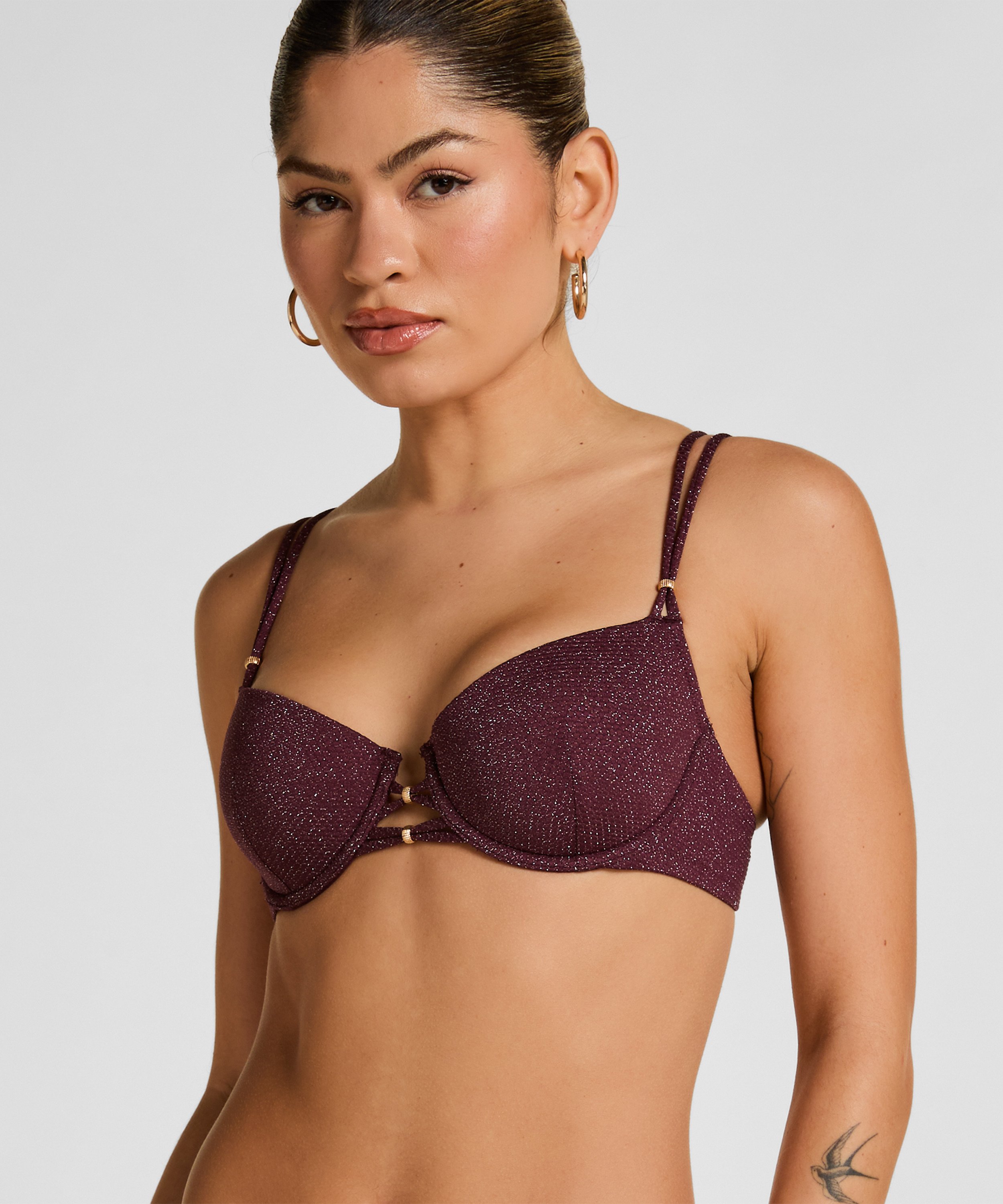 Panama Padded Underwired Bikini Top, Purple, main