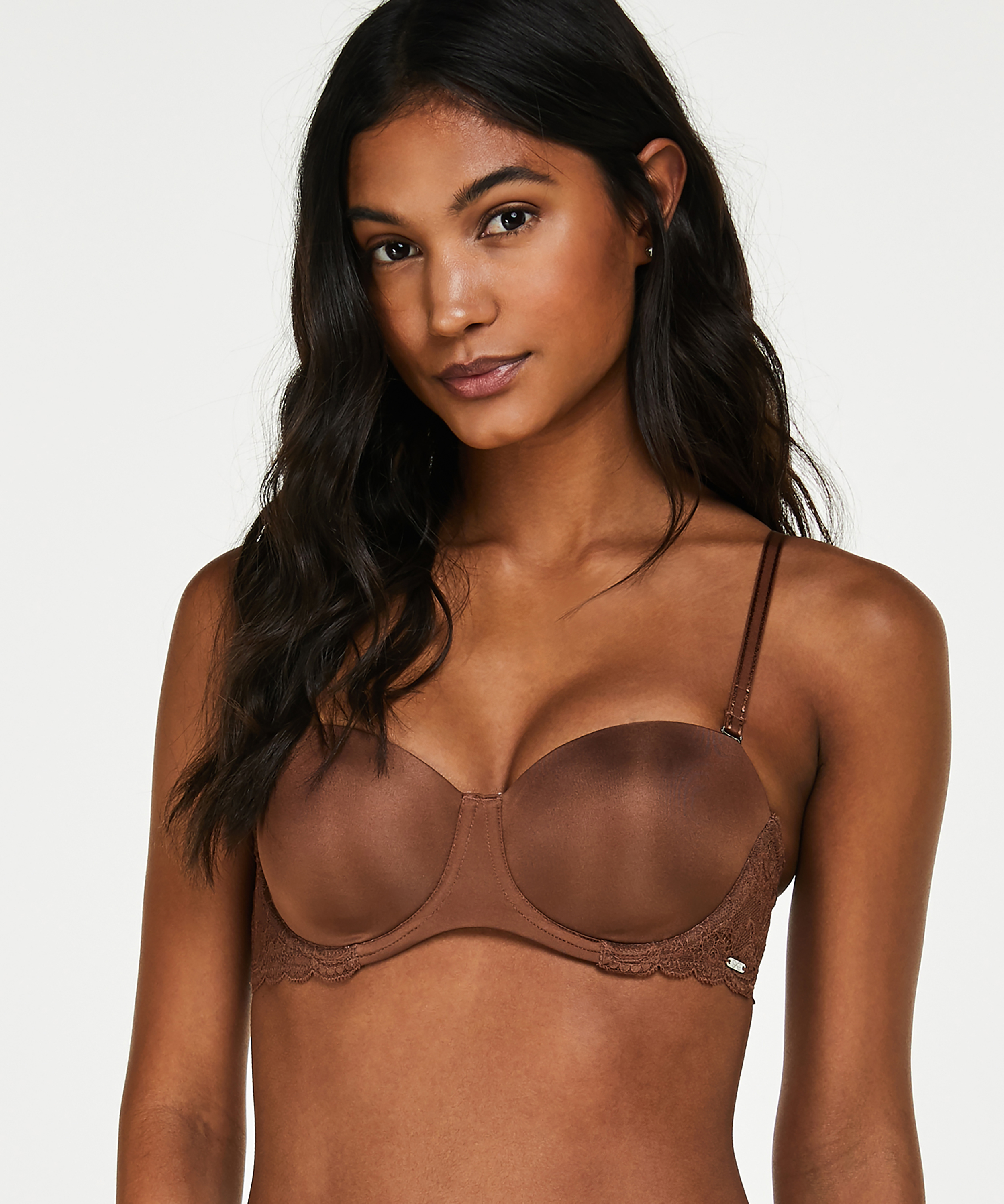 Angie Padded Strapless Underwired Bra, Brown, main