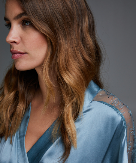 Silk Lace Kimono, Blue