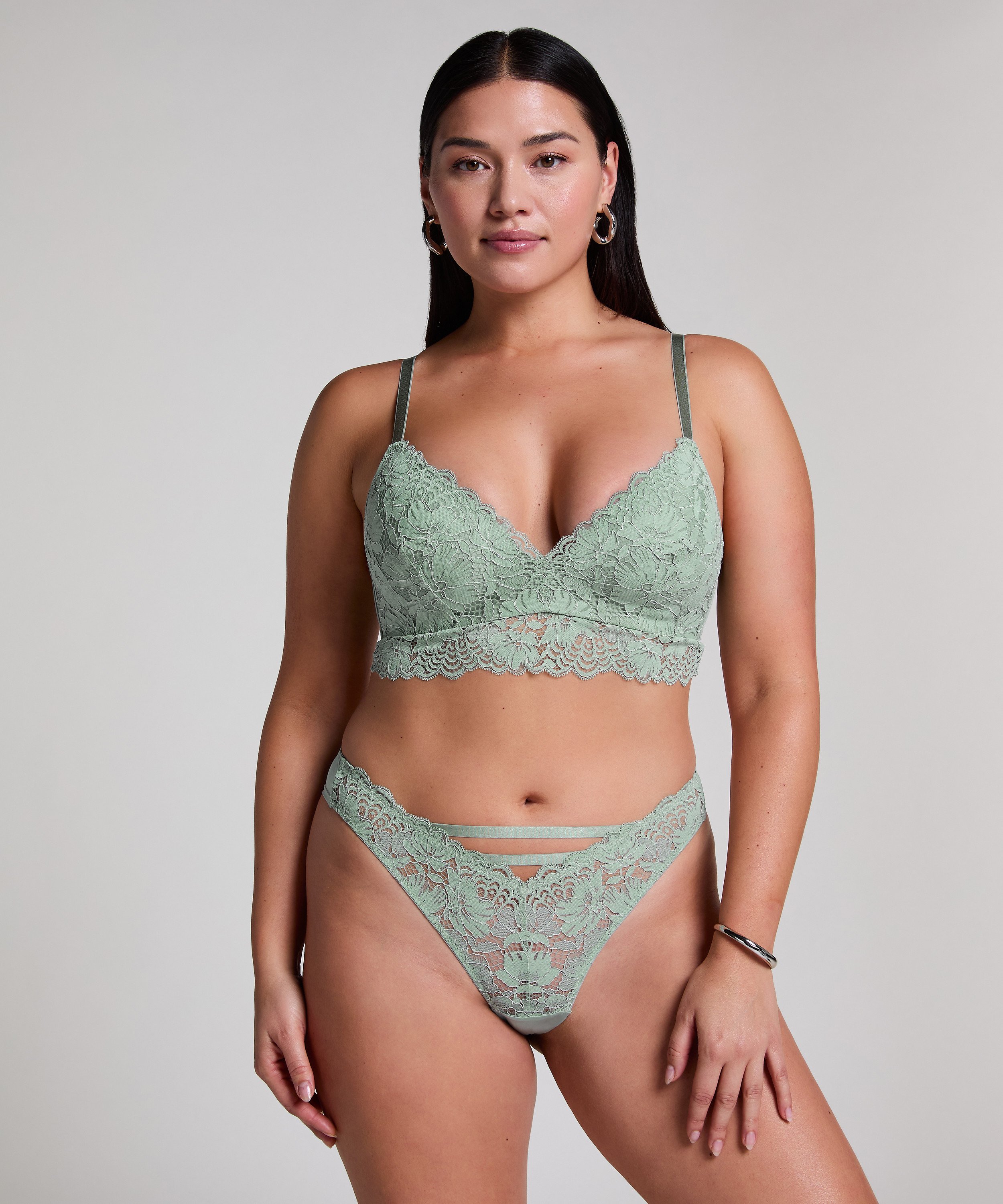 Andrea Padded Non-Wired Bra, Green, main