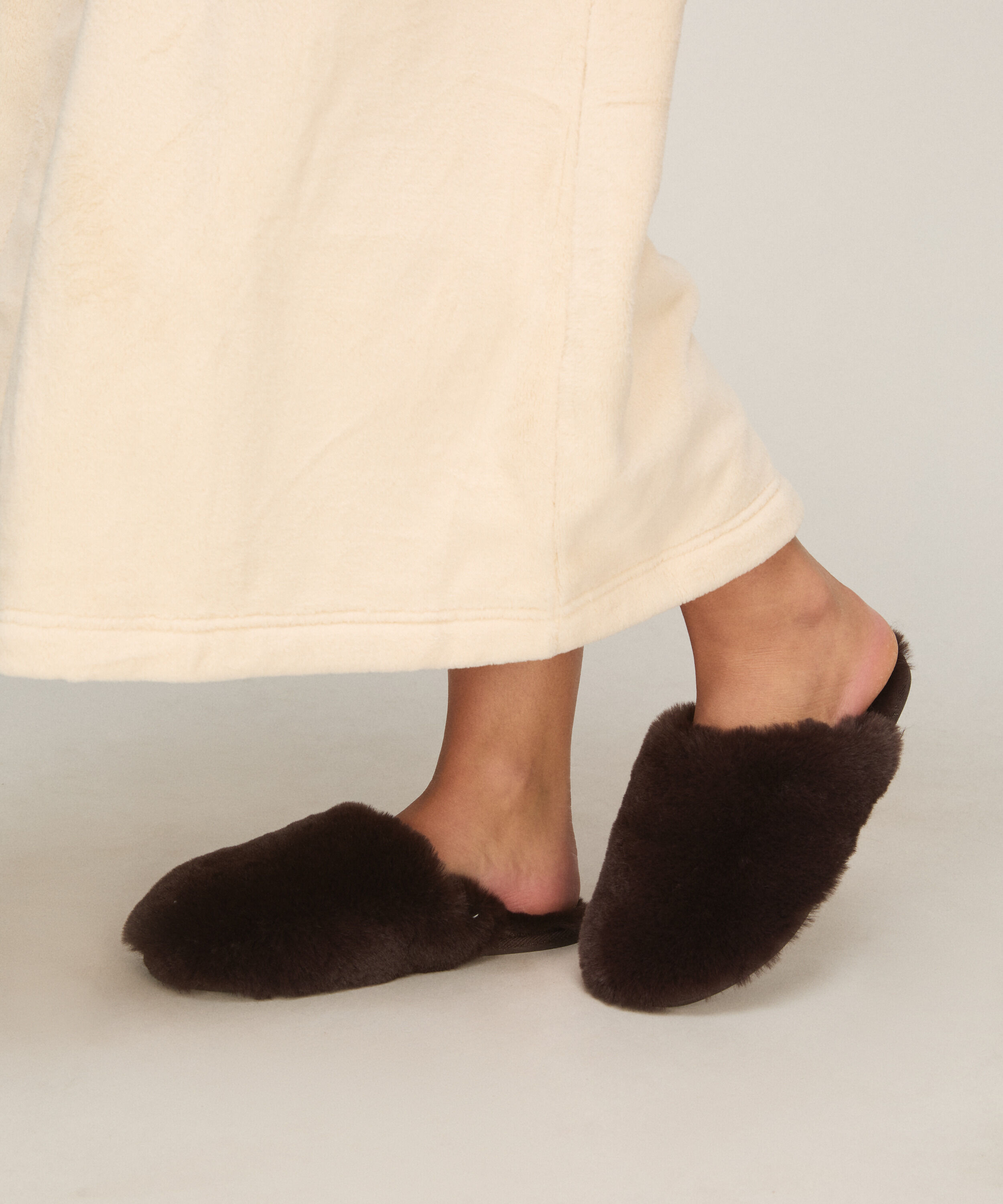 Slipper Faux Fur, Brown
