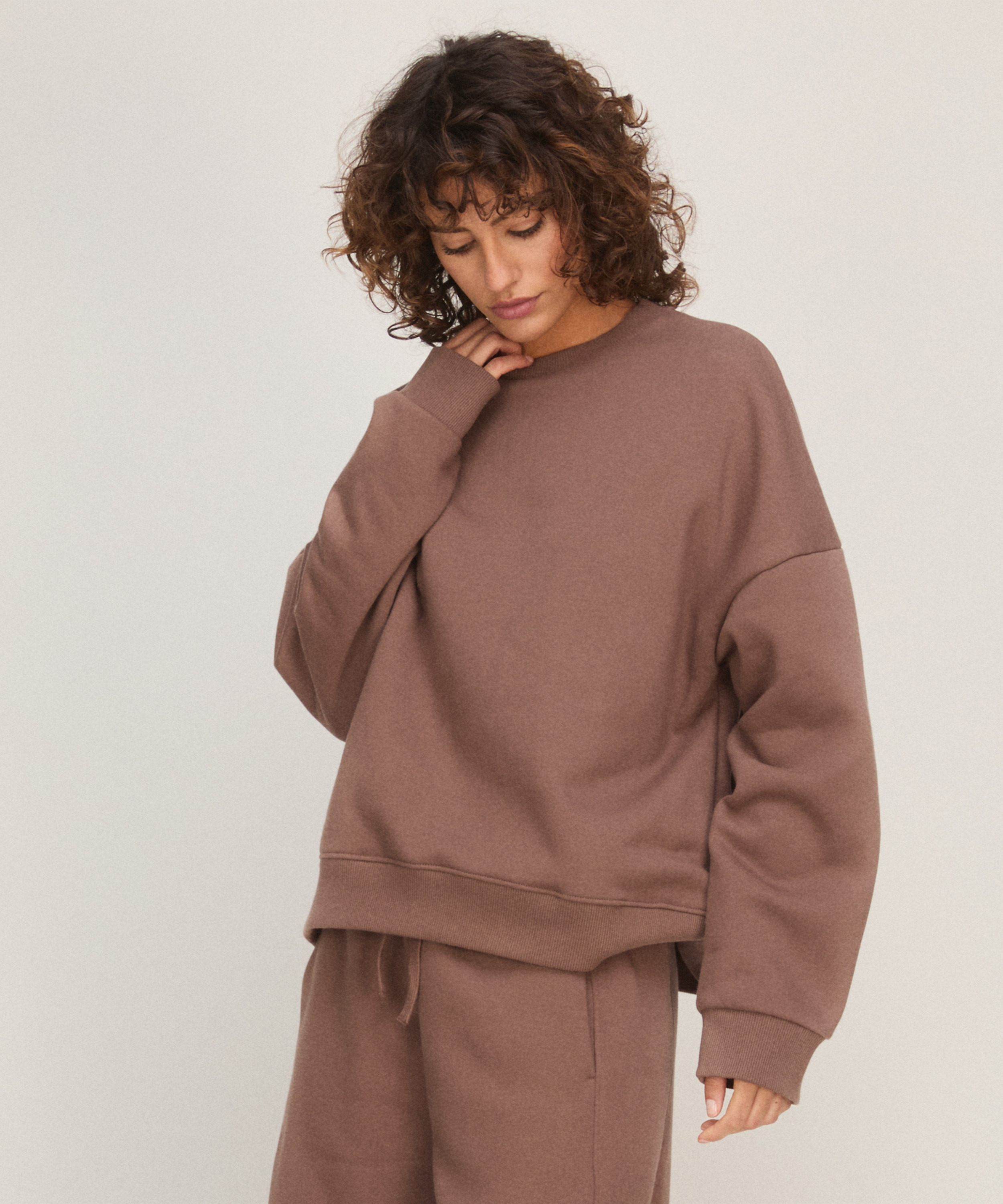 Top Crew Brushed Sweat, Brown, main