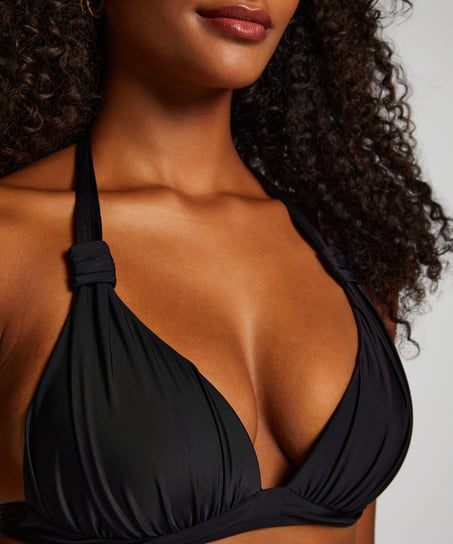 Luxe Triangle Bikini Top, Black