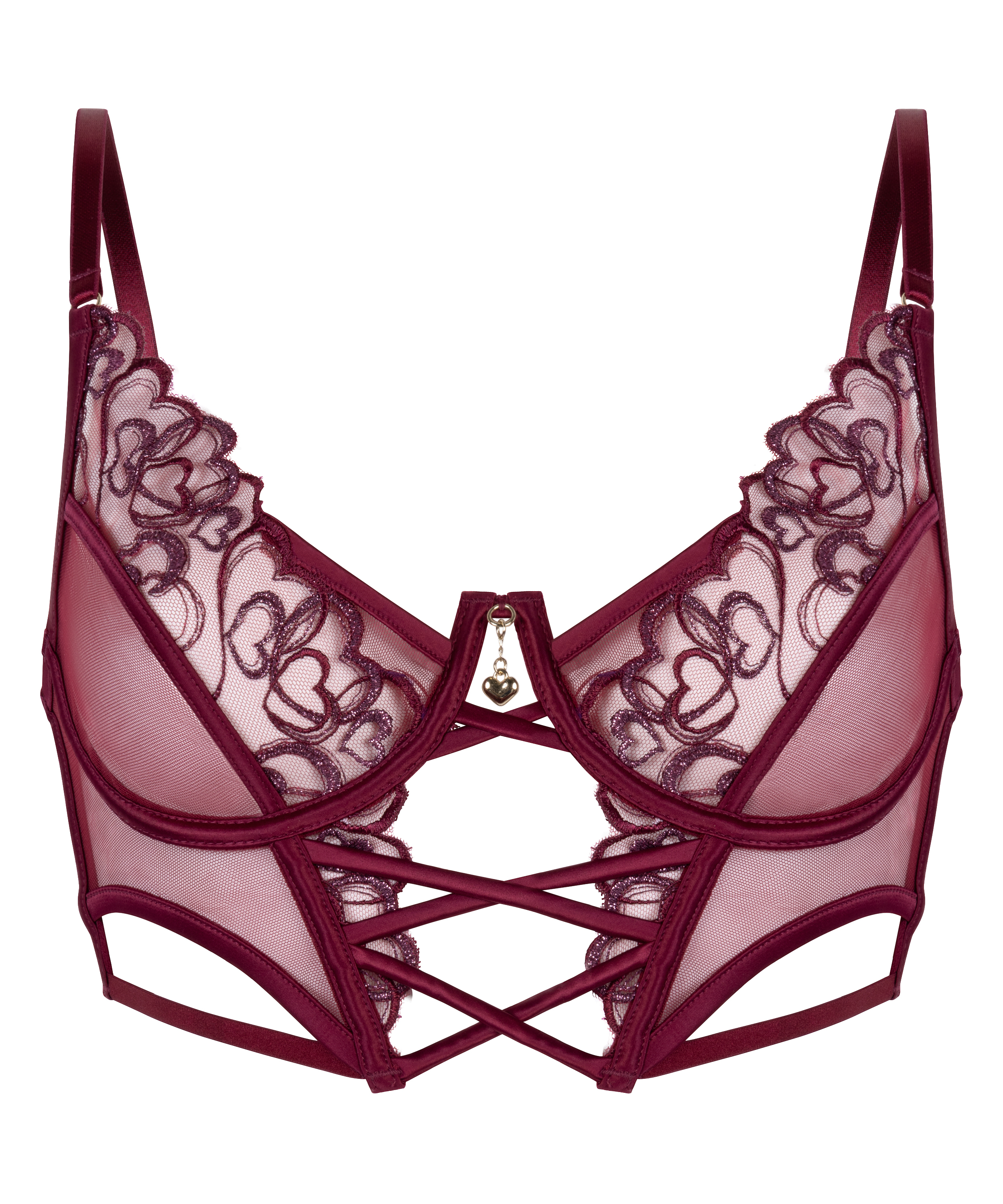 Scarlett Non-Padded Underwired Longline Bra, Red, main