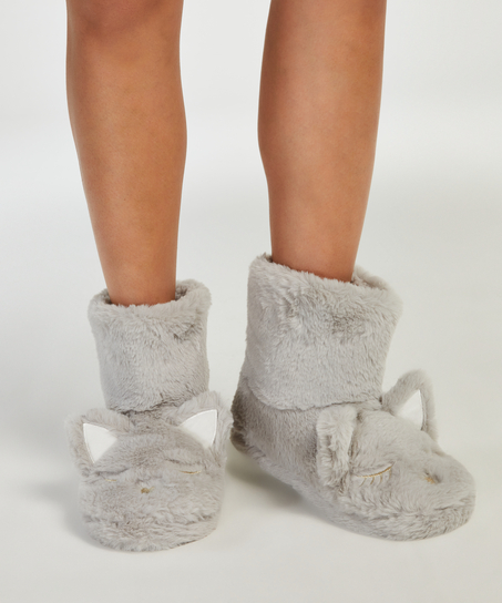 Cat Slippers, Gray