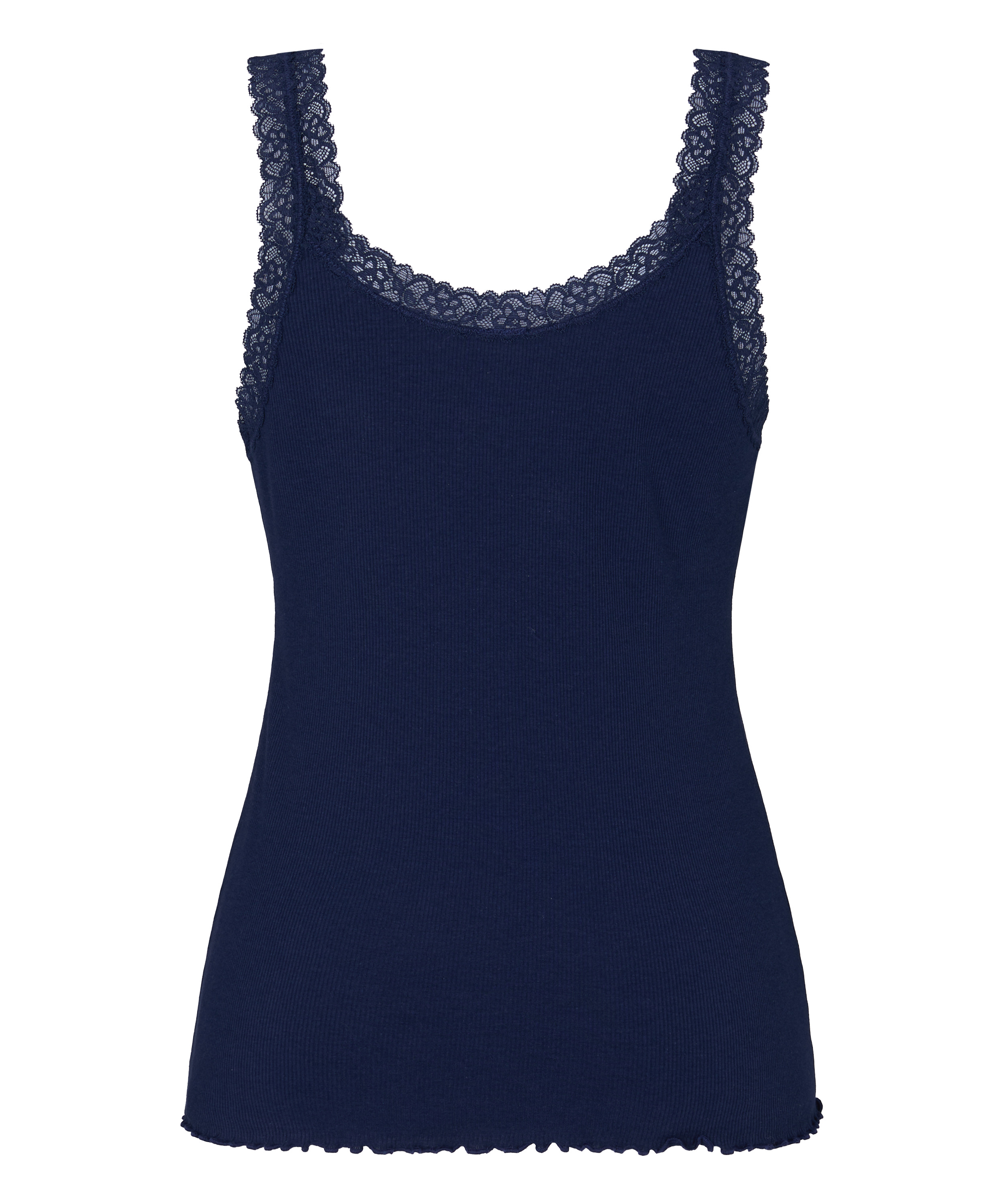 Singlet Rib Jersey Lace, Blue, main