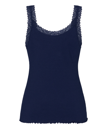 Singlet Rib Jersey Lace, Blue