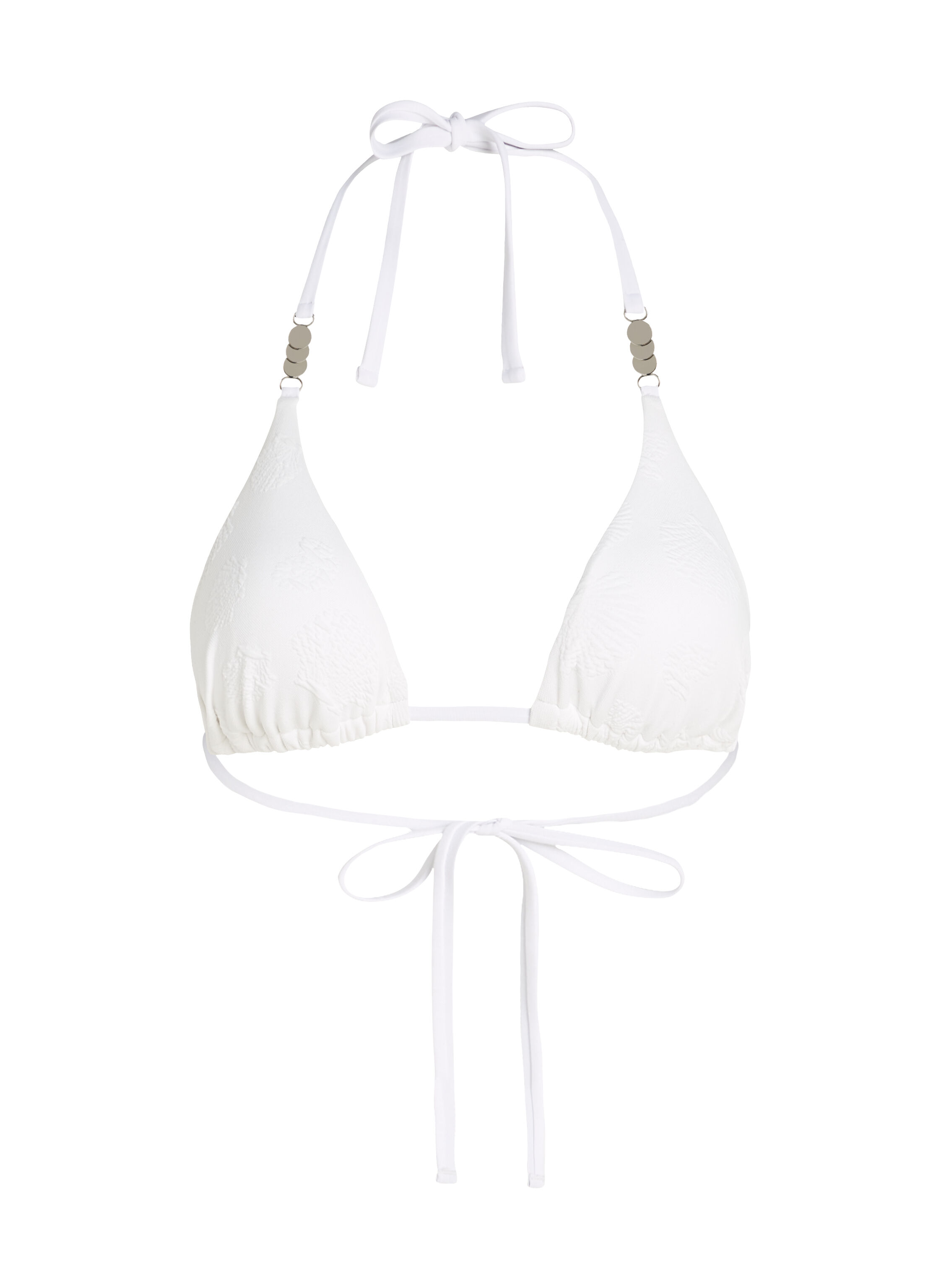 Seashell Triangle Bikini Top, White