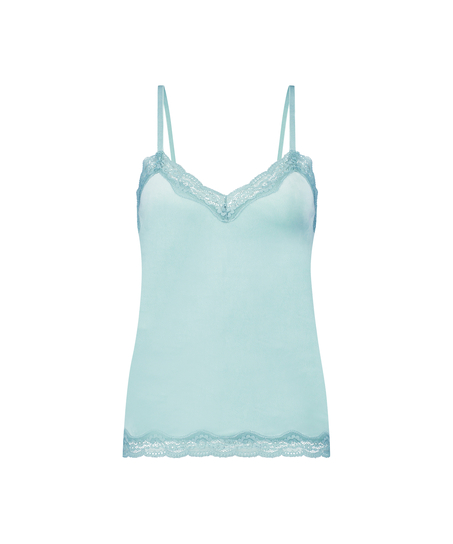 Velours Lace Cami Top, Green