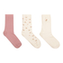 3 Pair Cotton Flower Socks, Pink