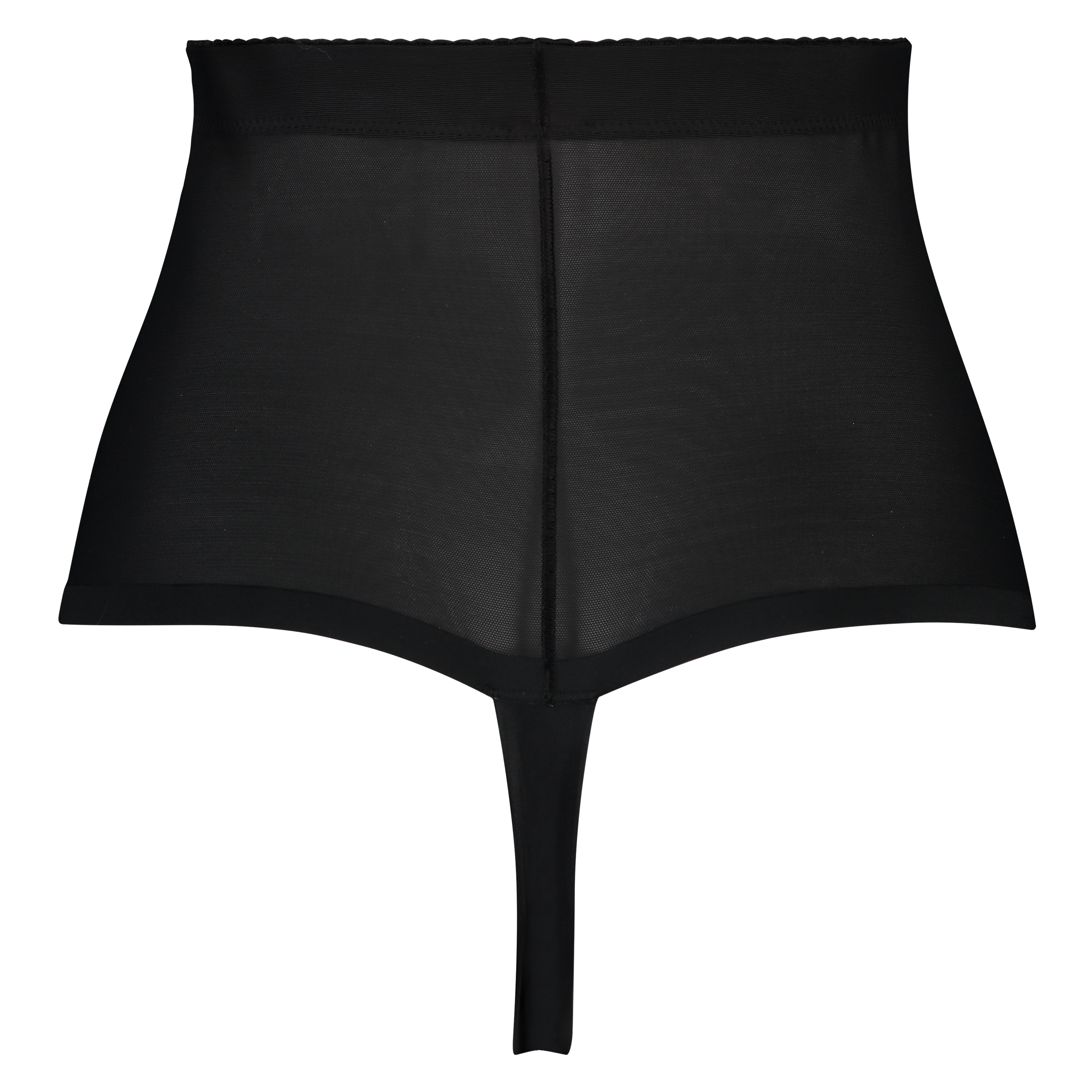 Sculpting scallop high waisted thong - Level 3, Black, main