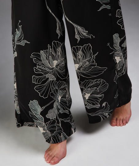 Petite Lotus satin palazzo trousers, Black