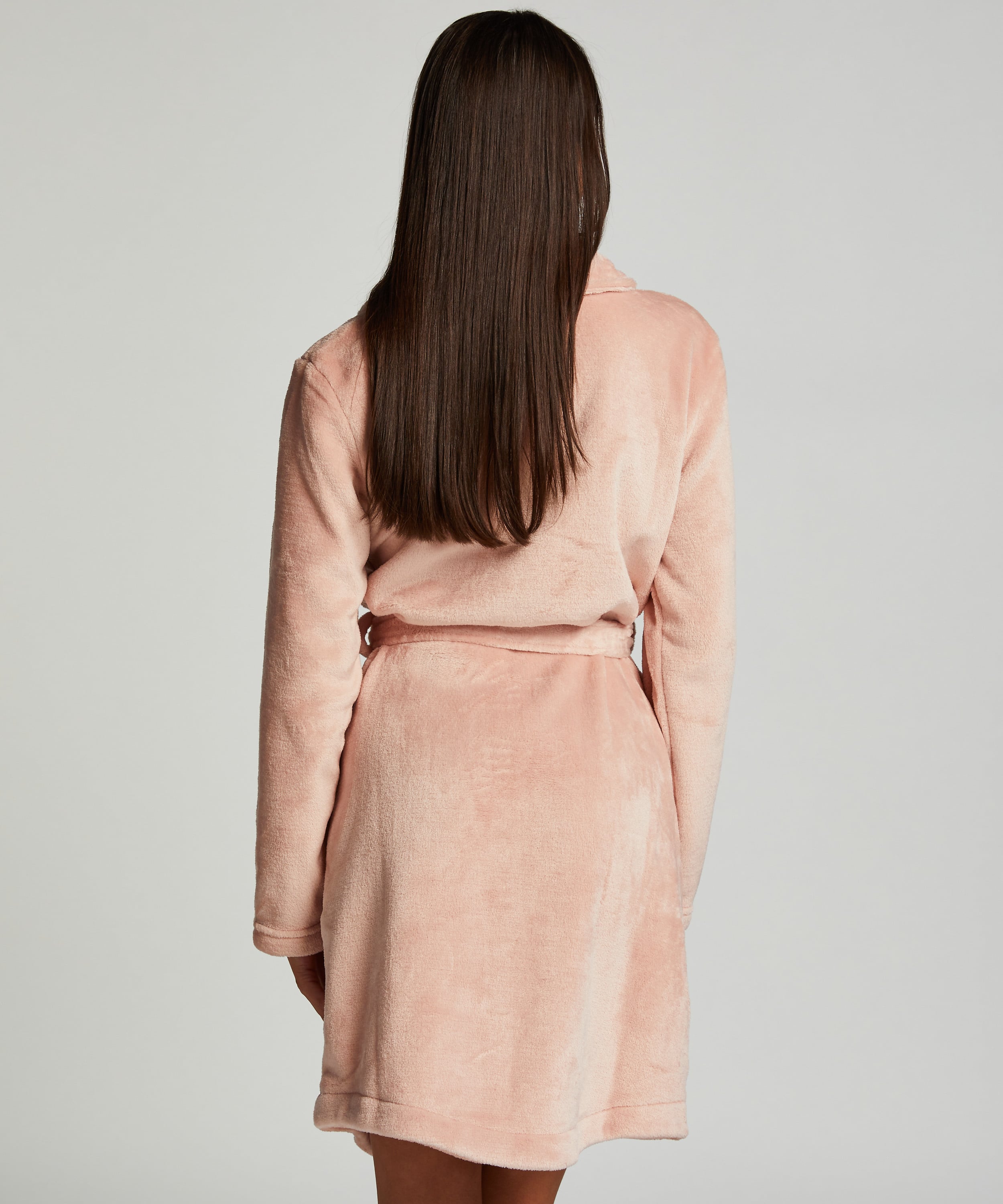Fleece Zip Bathrobe, Pink, main