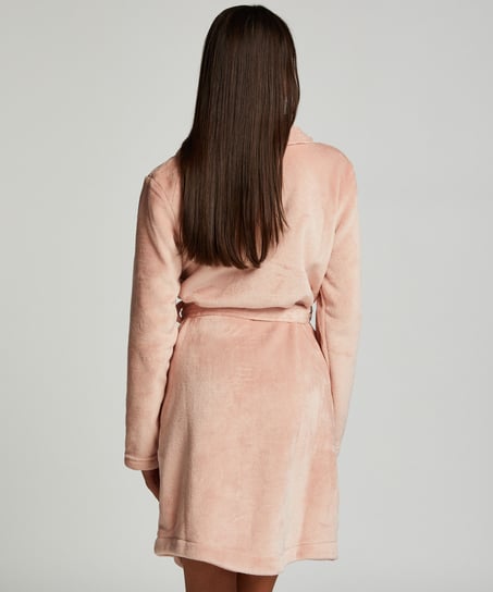 Fleece Zip Bathrobe, Pink