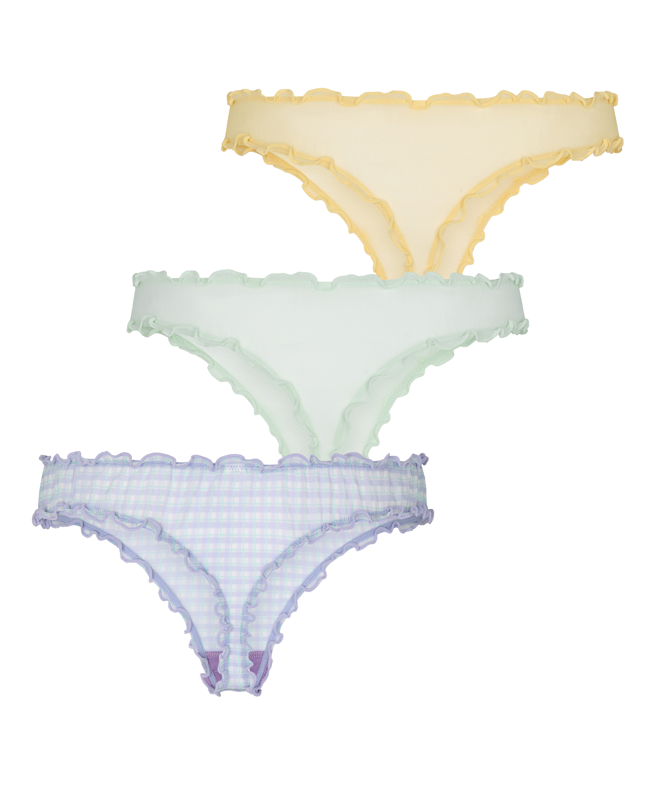 3-Pack Gingham Thong, Yellow, main