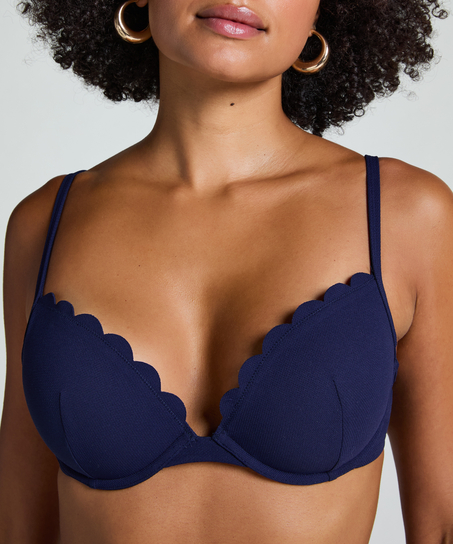 Scallop push-up underwired bikini top Cup A - E, Blue