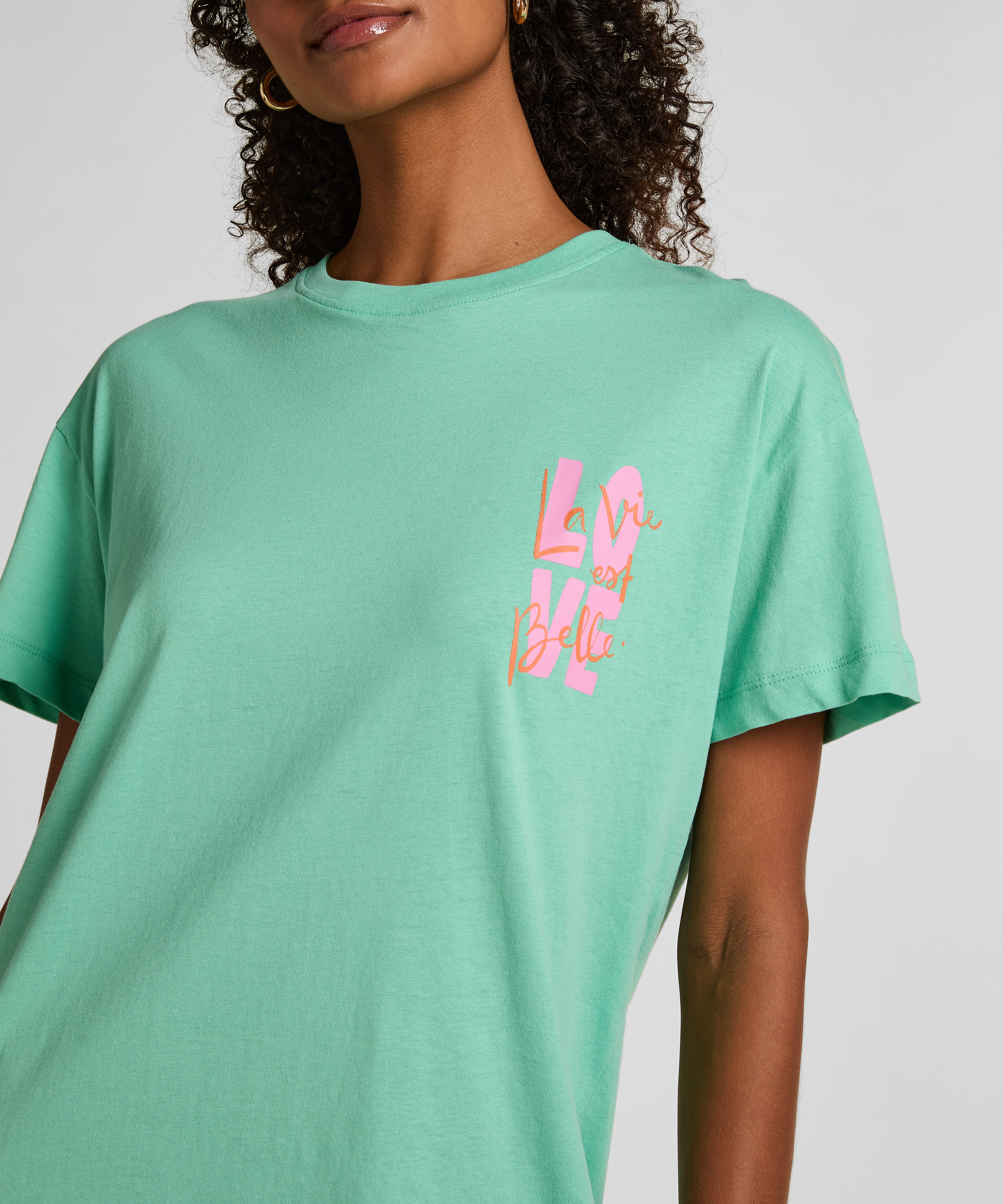 Round Neck Nightshirt, Green, main