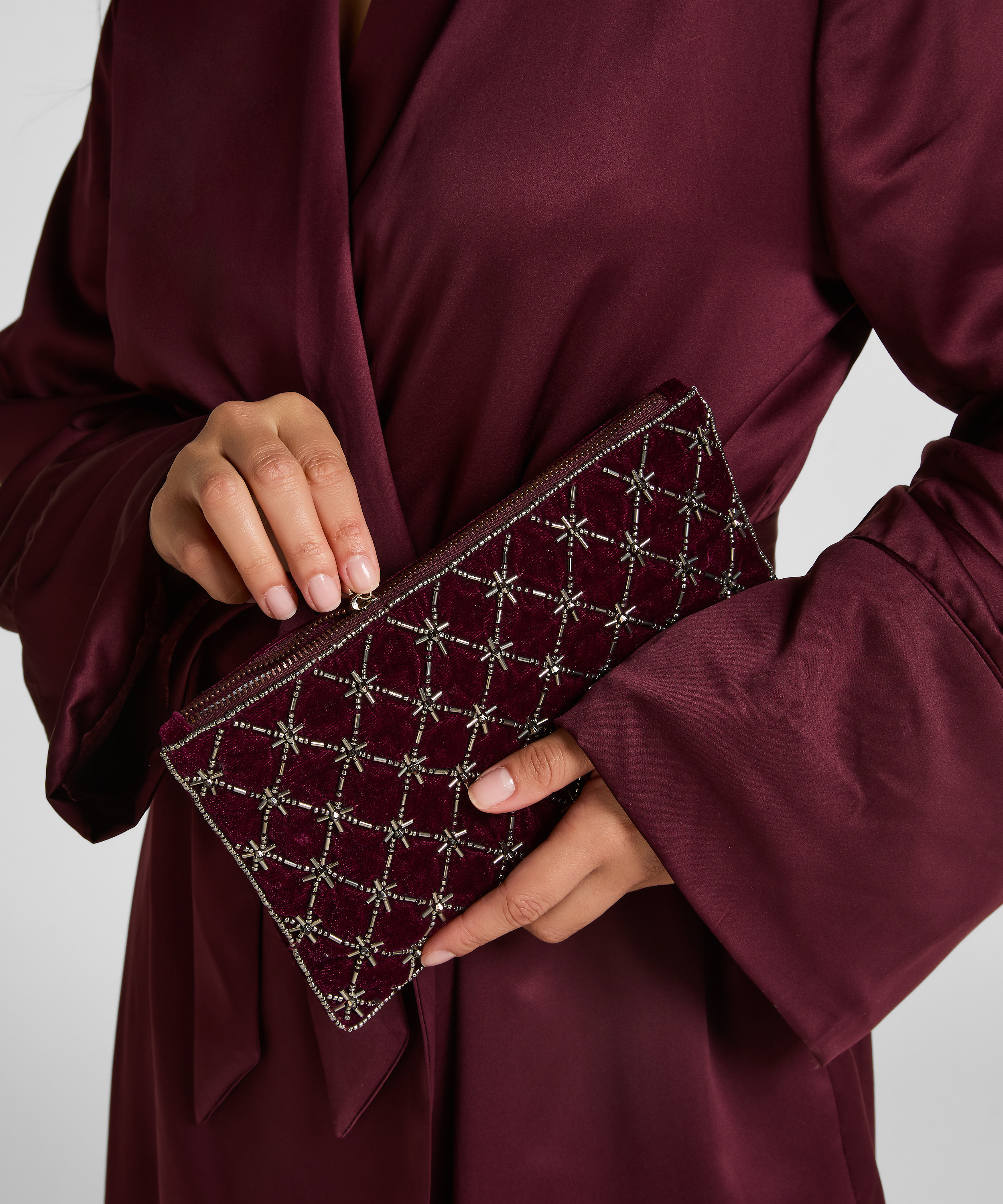 Beaded Pouch, Purple, main