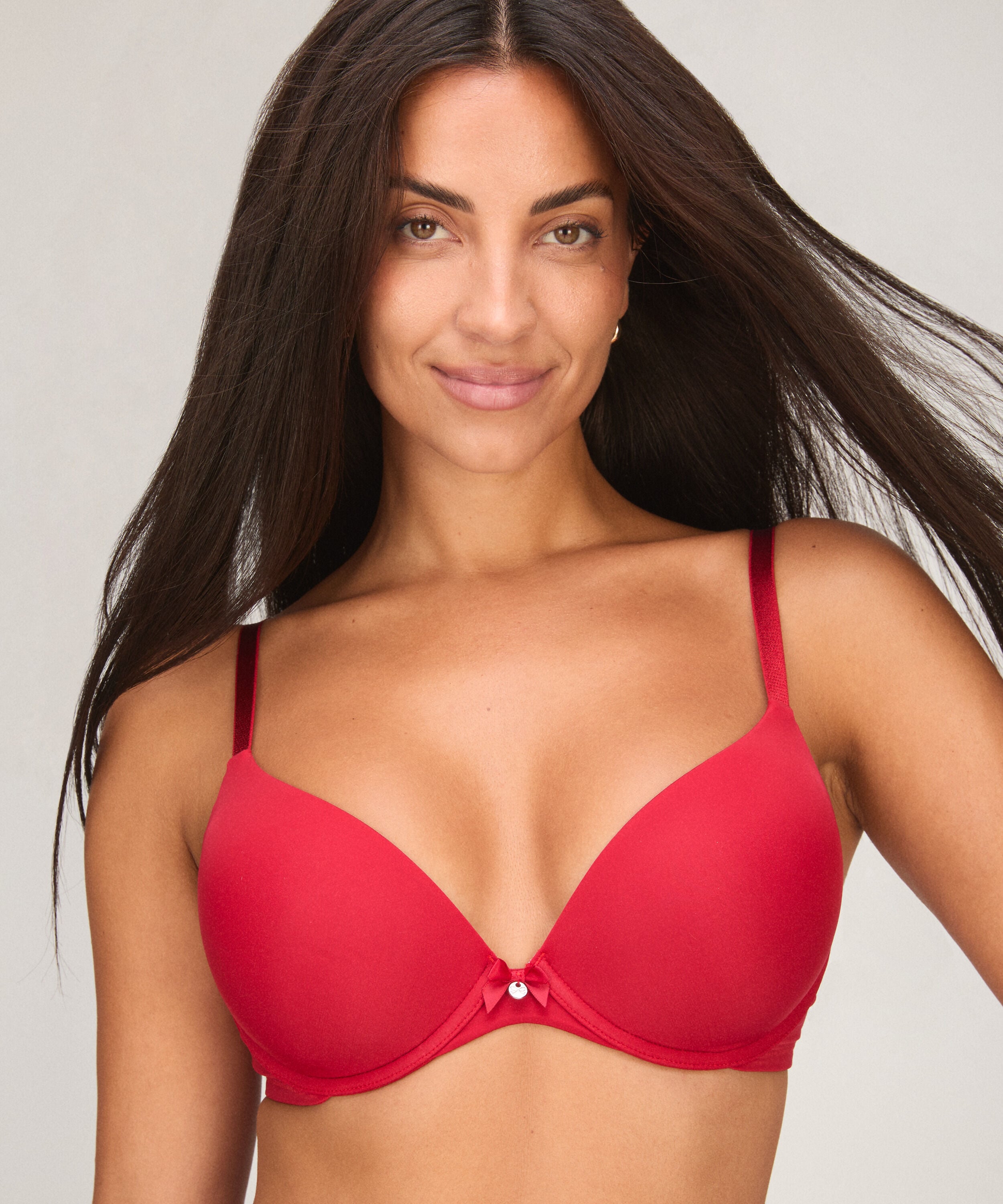 Plunge Padded Underwired Bra, Red