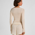 super soft Lace V-Neck shirt with Cashmere, White