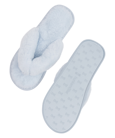 Fake Fur Slippers, Blue