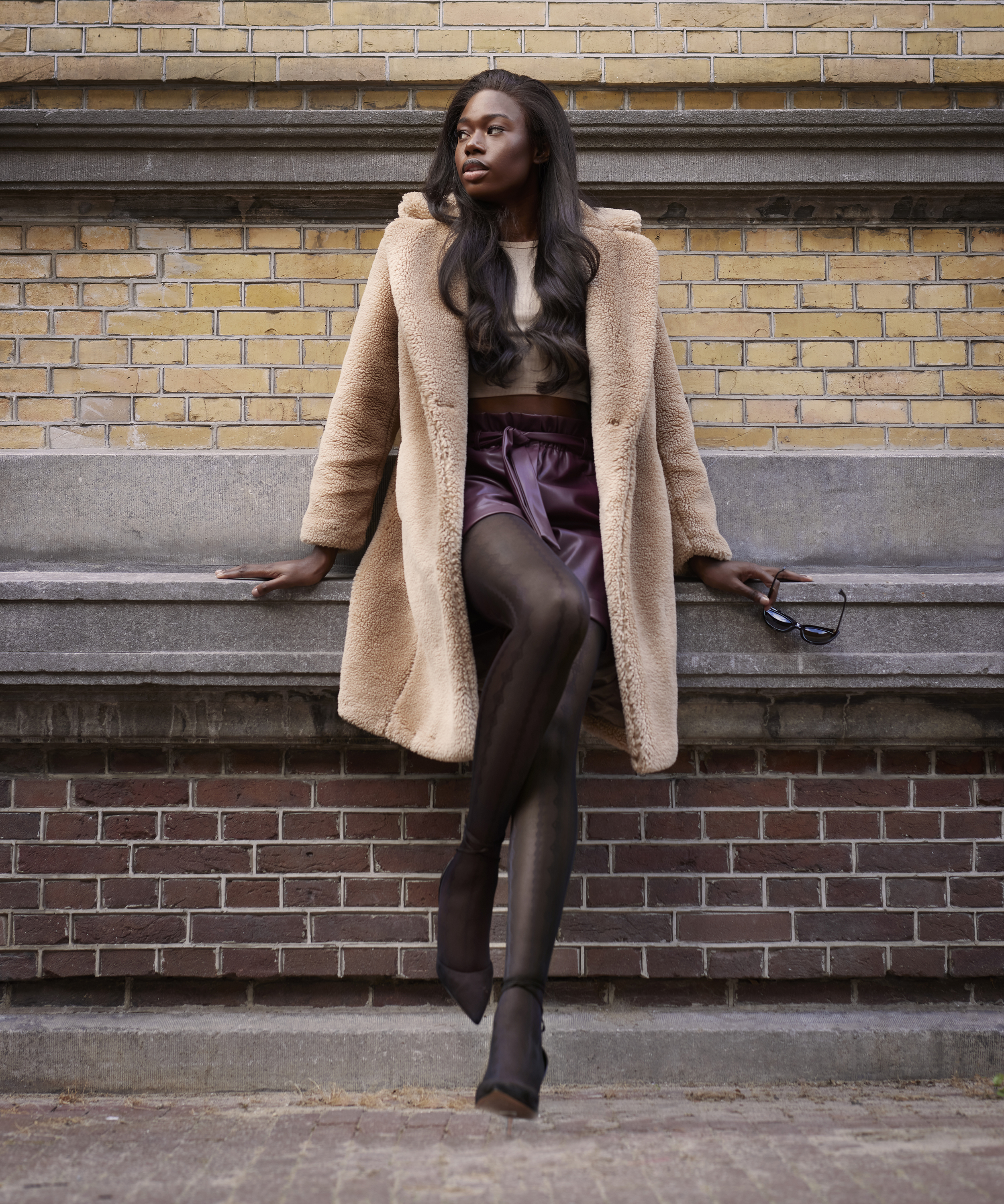 Rhinestone 15 Denier Fishnet Tights, Black, main