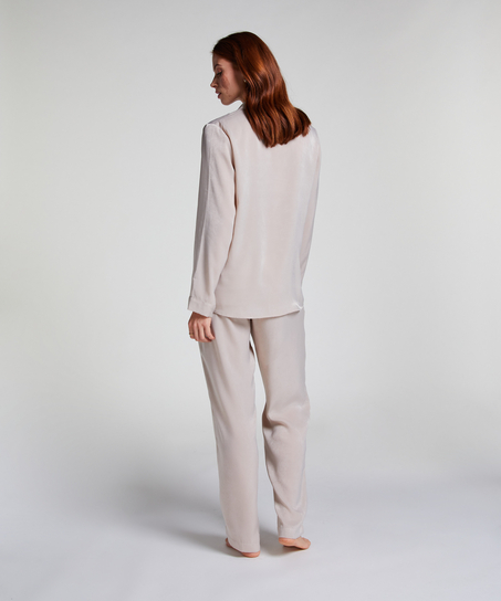 Satin Long-Sleeved Jacket, Beige