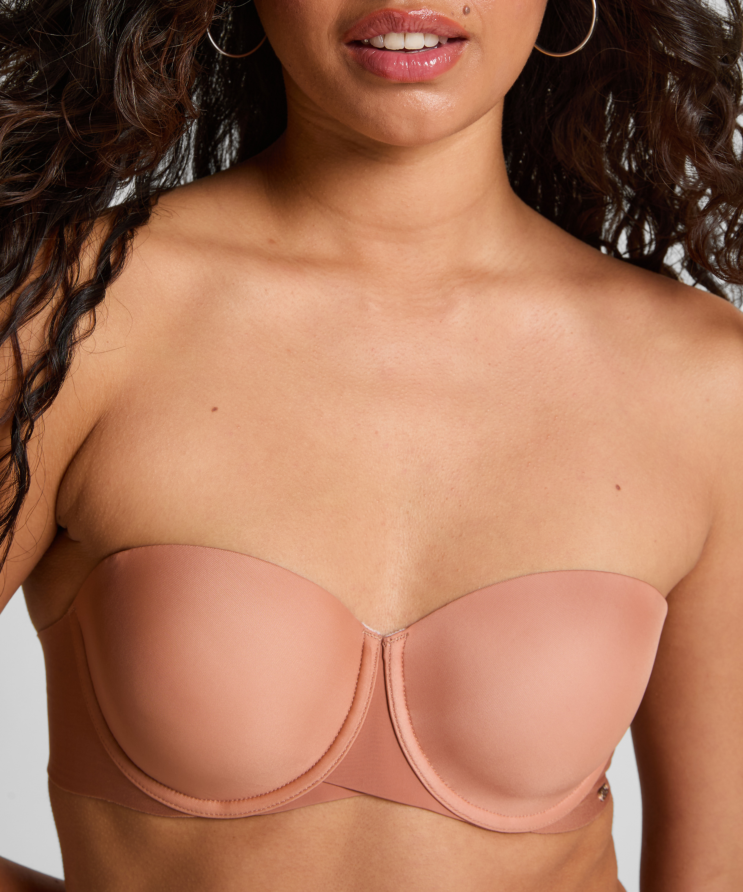 Jane Padded Strapless Underwired Bra, Brown, main